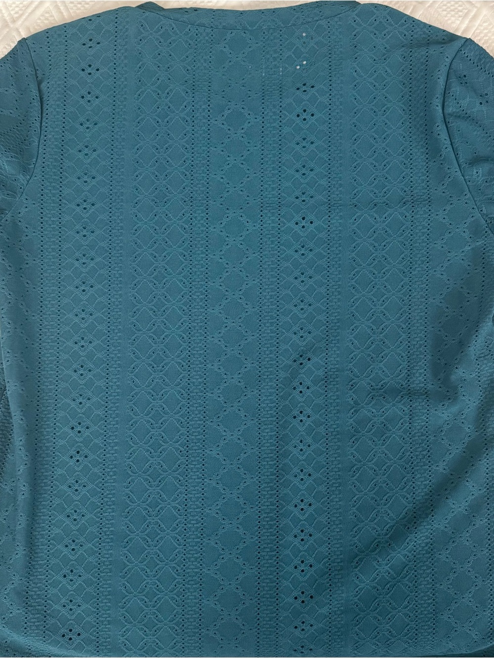 SHEIN Teal Long Sleeve Eyelet Knit Dress